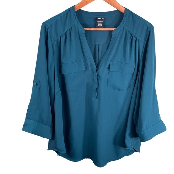 Torrid Teal Blouse - Picture 5 of 10